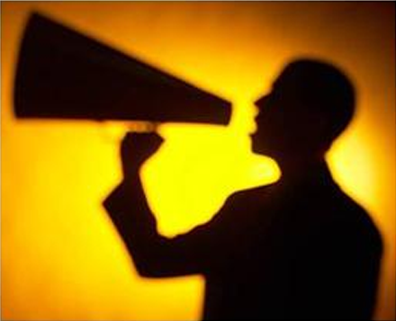 Person with a loud speaker