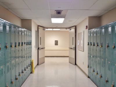 hallway with lockers (shutterstock)