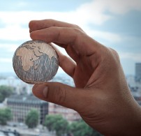 close up of businessman hand showing texture the world - Elements of this image furnished by NASA london city background